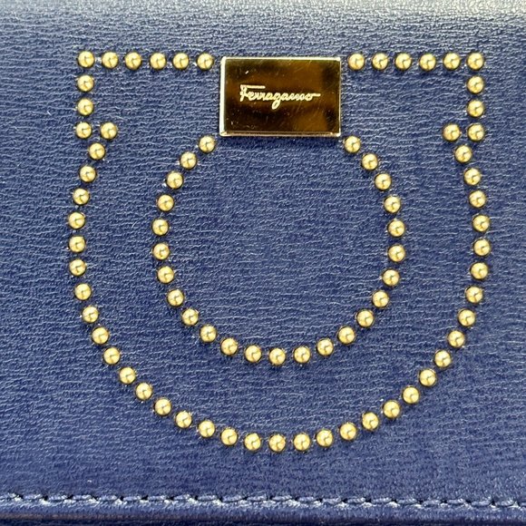 Salvatore Ferragamo Long Gancini Wallet Navy/Pink NEW IN BOX - Picture 10 of 11